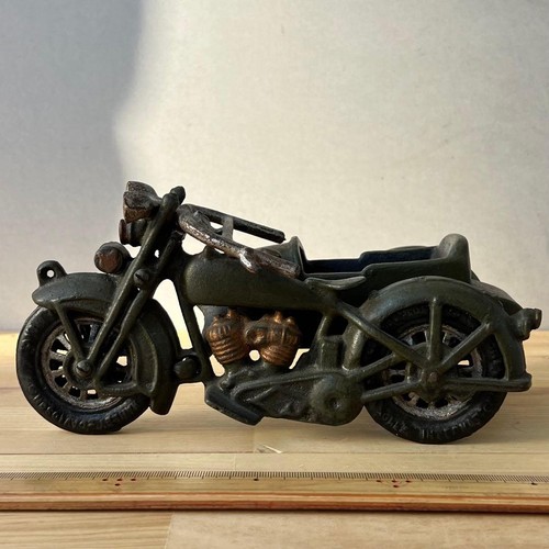 Metal motorcycle with sidecar - with,